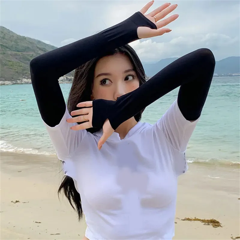 1 Pair UV Sun Protection Cooling Arm Sleeves Cover Outdoor Sports Protection image 3