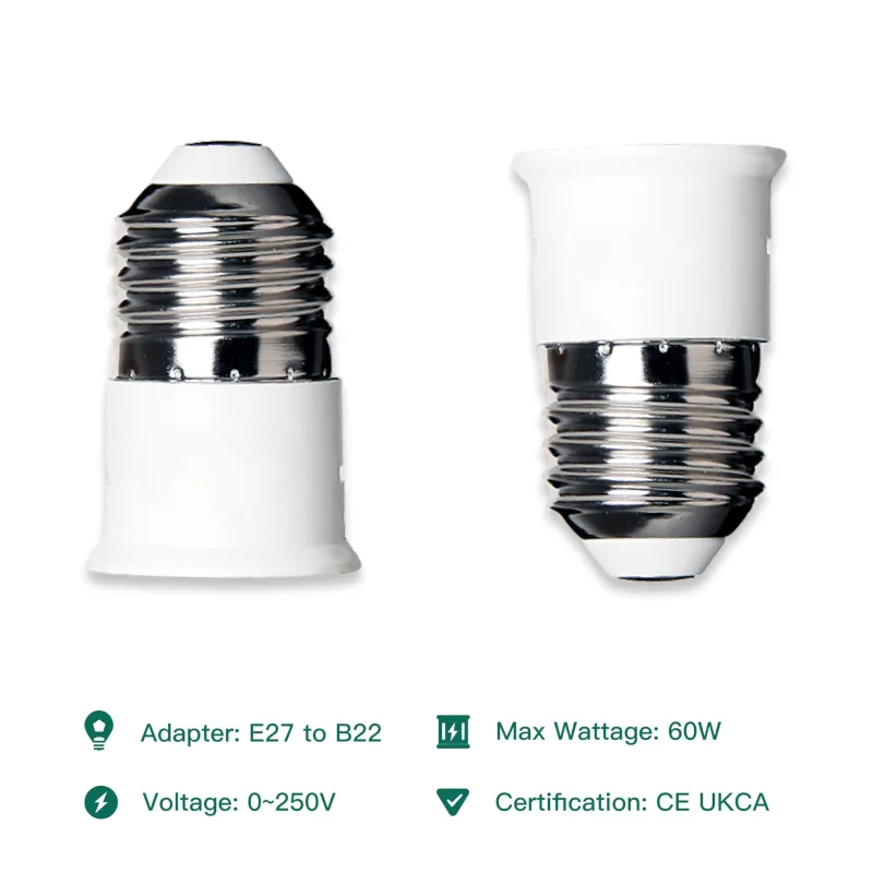 2PCS Edison Screw E27 to Bayonet B22 Lamp Socket Adapter Light Bulb Converter Max Wattage 60W AC110V 220V Lamp Base Adap image 3