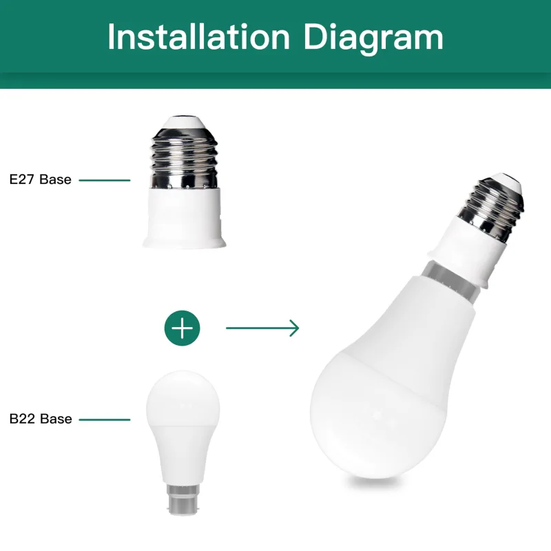 2PCS Edison Screw E27 to Bayonet B22 Lamp Socket Adapter Light Bulb Converter Max Wattage 60W AC110V 220V Lamp Base Adap image 5