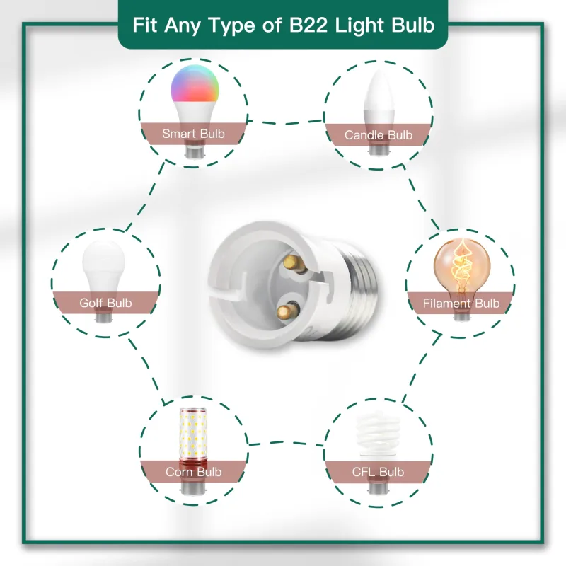 2PCS Edison Screw E27 to Bayonet B22 Lamp Socket Adapter Light Bulb Converter Max Wattage 60W AC110V 220V Lamp Base Adap image 6