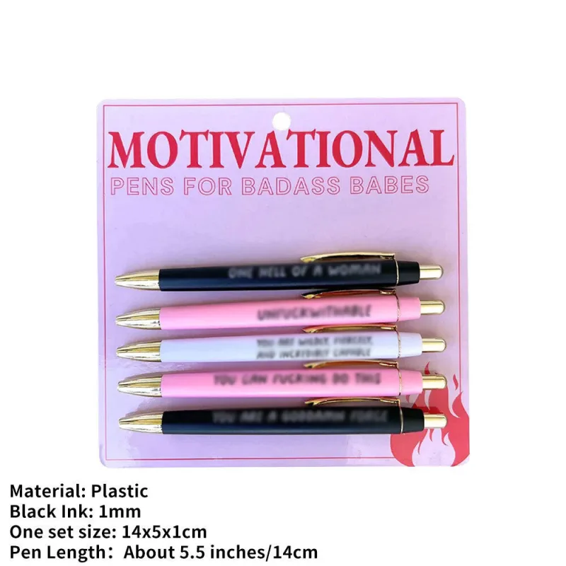 5 Pack Ballpoint Pens, Push Type Signature Pens image 5