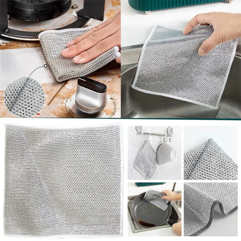 10PCS Multipurpose Wire Dishwashing Rags for Wet and Dry, Wire Dishwashing Rag image 5