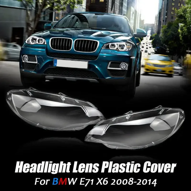 Pair Car Front Headlight Lens For 2008-14 BMW E71 X6 Headlamp Covers 63117288996 image 2