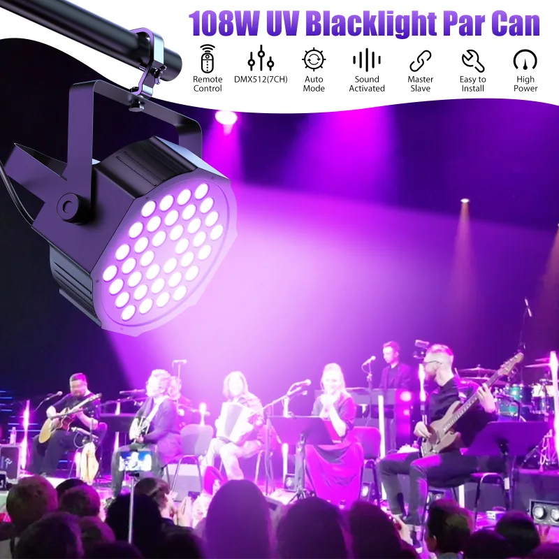 2Pcs LED Par Spotlight 24W DMX512 RGB Stage Light image 2