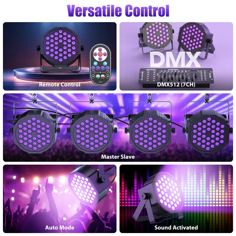 2Pcs LED Par Spotlight 24W DMX512 RGB Stage Light image 5