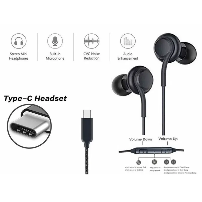 1X Type C Handsfree Earphone for Samsung Galaxy S20 S21a Note 20 Pixel 4 (JS08) image 4
