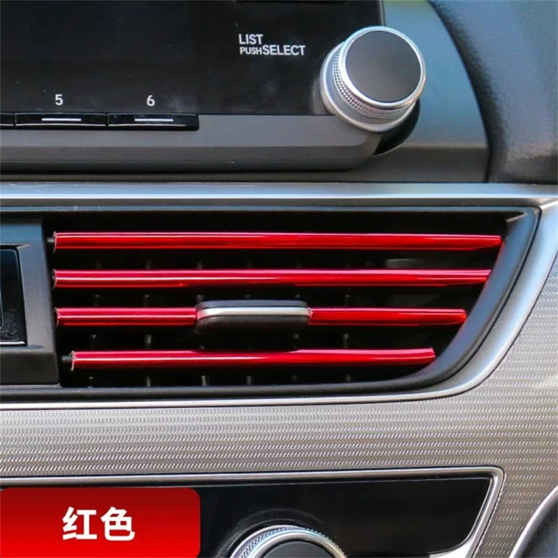20PCS Red Chrome Car Air Conditioner Outlet Vent Decorative Strip Accessories image 2