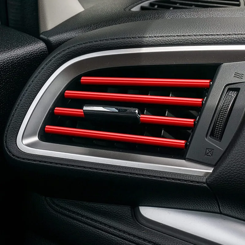 20PCS Red Chrome Car Air Conditioner Outlet Vent Decorative Strip Accessories image 5