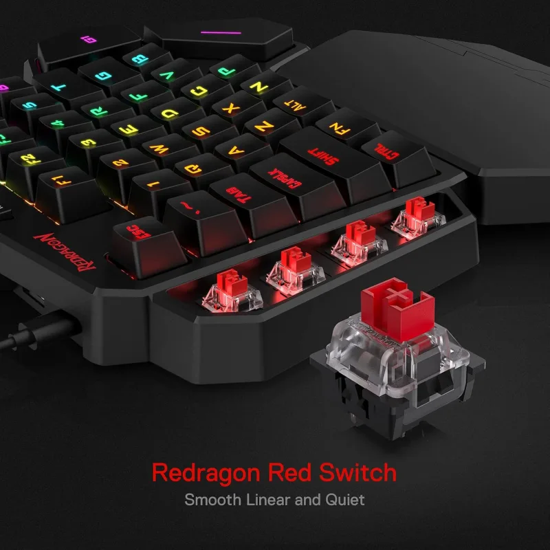 Redragon K585 Wired DITI One-Handed RGB Mechanical Gaming 42 Keys Type-C Gaming Hot-Swappable Wrist Rest Keyboard image 2