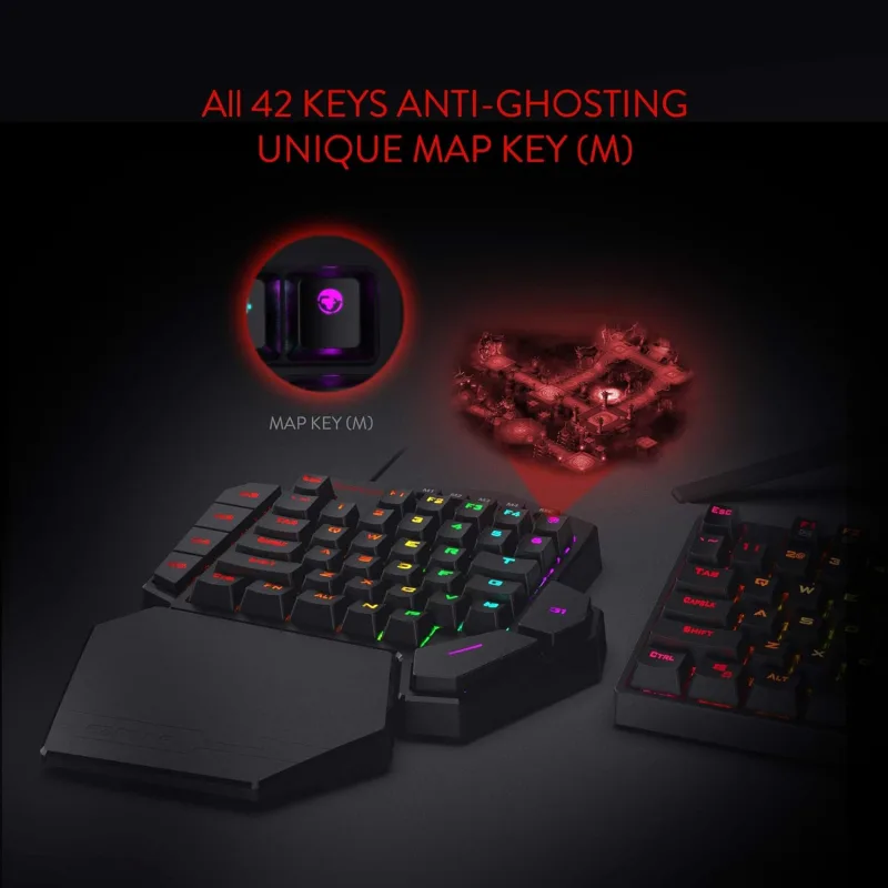 Redragon K585 Wired DITI One-Handed RGB Mechanical Gaming 42 Keys Type-C Gaming Hot-Swappable Wrist Rest Keyboard image 3