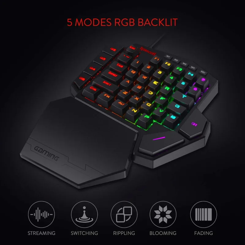 Redragon K585 Wired DITI One-Handed RGB Mechanical Gaming 42 Keys Type-C Gaming Hot-Swappable Wrist Rest Keyboard image 5