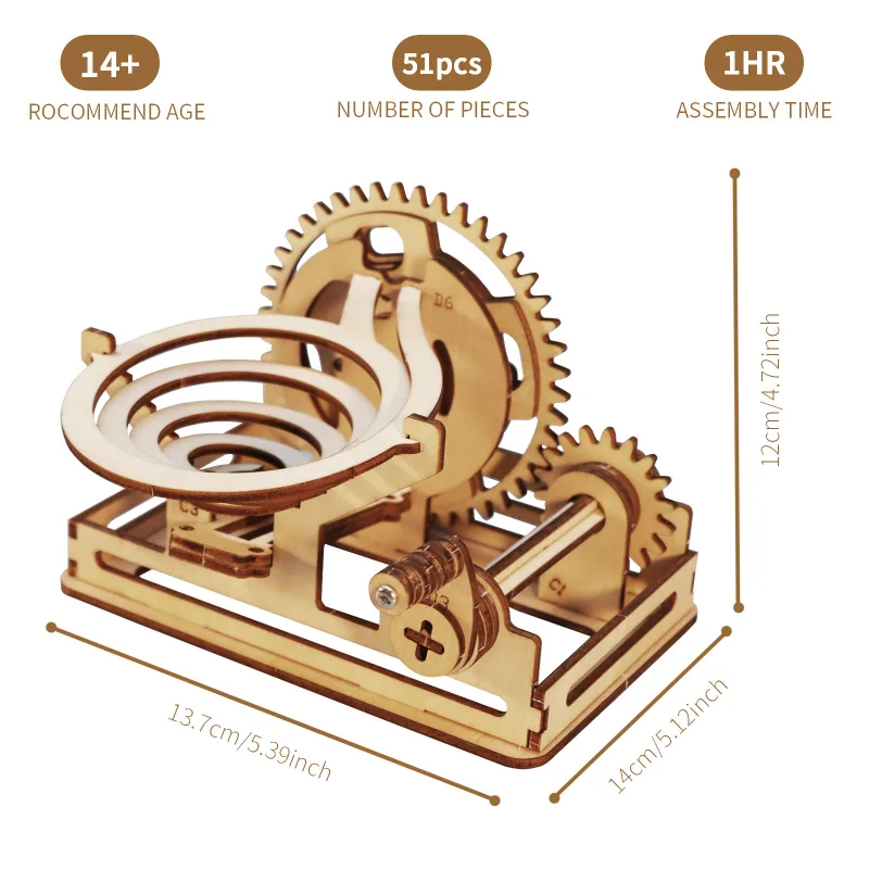 Spiral Marble Run 3D Wooden Puzzles for Adults and Teens DIY Model Building Kits with Mechanical Puzzles image 2