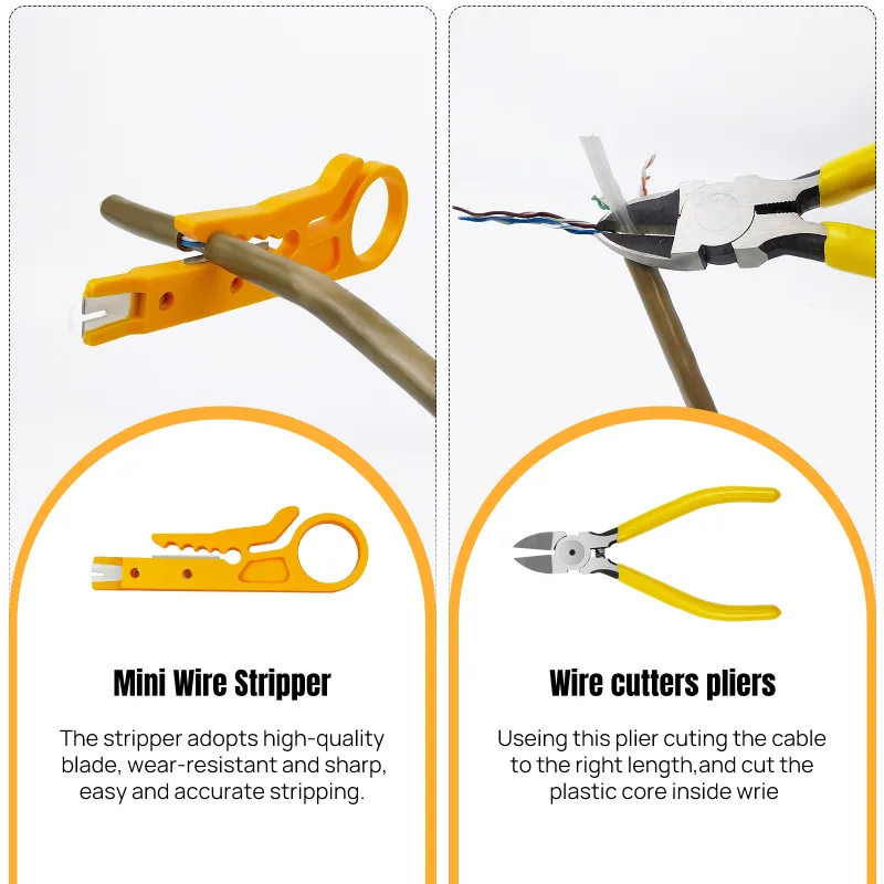 DayPlus Pass Through RJ45 Crimp Tool Kit Ethernet Crimper CAT5 Cat5e Cat6 Crimping Tool Kit 3 IN 1 - Crimp Cutting Peeli image 4