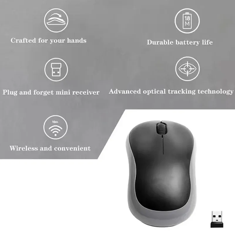 New M185 Mini Wireless Mouse Comfortable Portable Mouse Mice 1000DPI Ergonomic Mouse 2.4GHz with USB Mini Receiver for P image 2