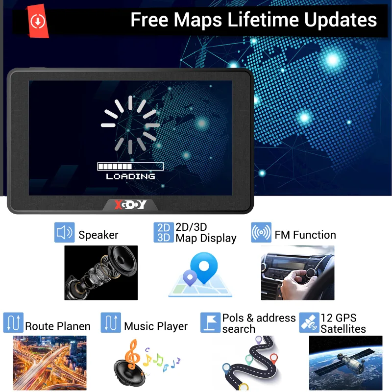 XGODY 7 Inch Auto GPS Navigator HGV LGV Sat NAV 8GB Post Code Support MP3 Player image 2