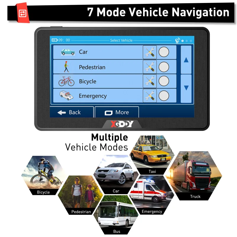 XGODY 7 Inch Auto GPS Navigator HGV LGV Sat NAV 8GB Post Code Support MP3 Player image 3