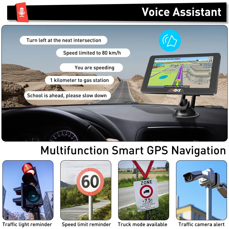 XGODY 7 Inch Auto GPS Navigator HGV LGV Sat NAV 8GB Post Code Support MP3 Player image 4