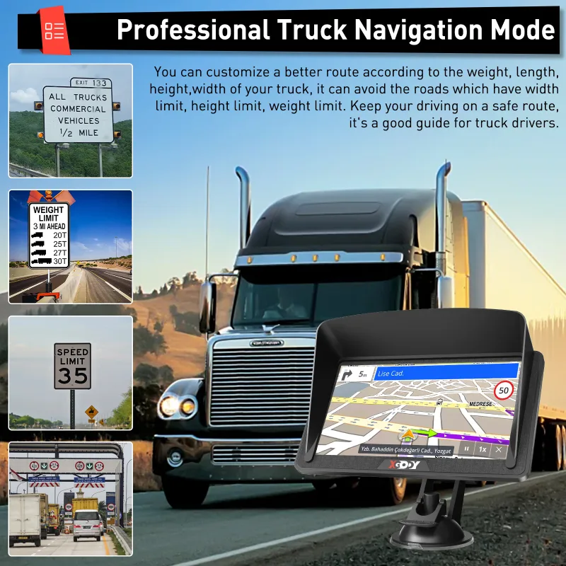 XGODY 7 Inch Auto GPS Navigator HGV LGV Sat NAV 8GB Post Code Support MP3 Player image 5