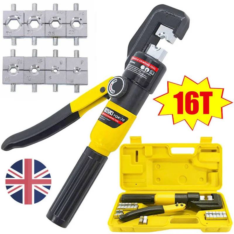 16 Ton  8 Hydraulic Crimper Crimping Tool Dies Wire Battery Cable Ear Terminal Clip Crimp Set image 1