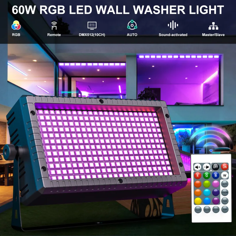 60W Mini LED Strobe RGBW 4in1 Wallwasher Light By DMX512 Auto Sound Remote Master/Slave For Wedding Xmas Birthday Club D image 2