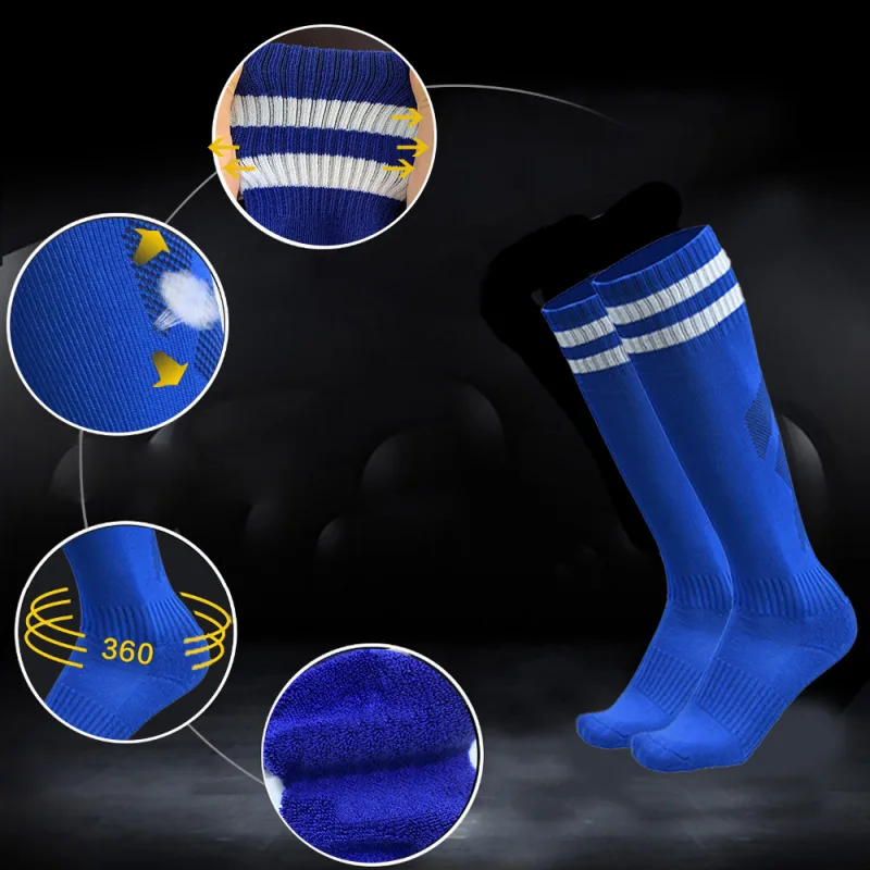 2x Sport Breathable Long High Knee Football Socks Footy Soccer Baseball Hockey image 6