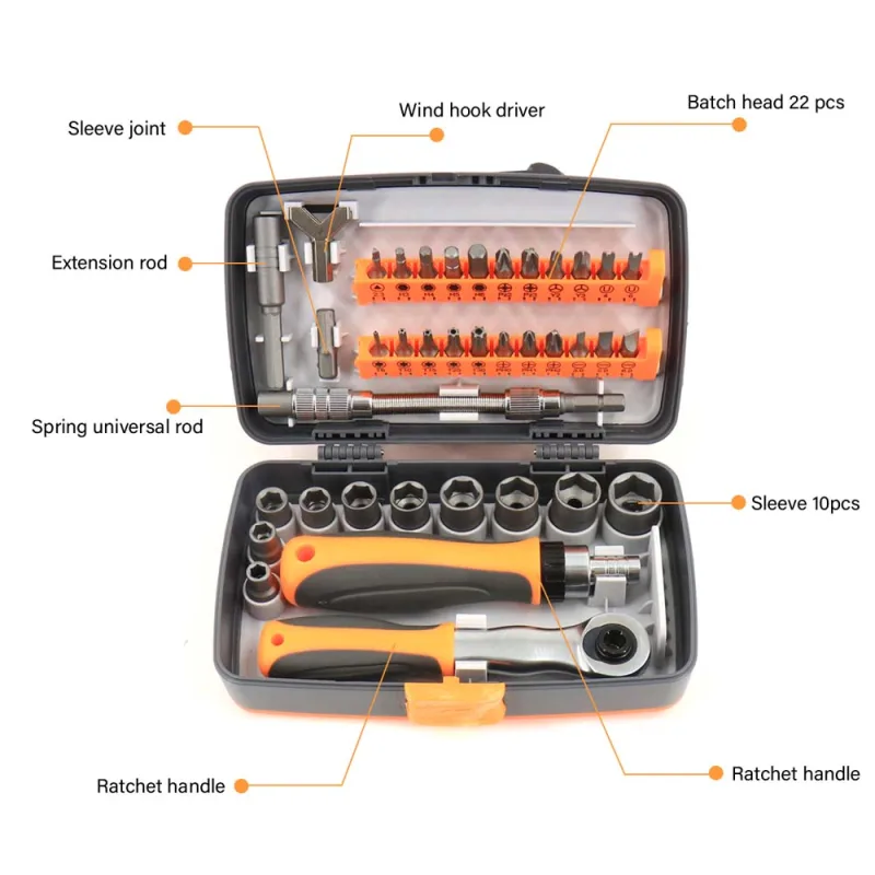 38Pcs Mechanical Hand Tool Set Metric Socket Torx Ratchet Wrench Screwdriver Professional Kit for Every Task image 3