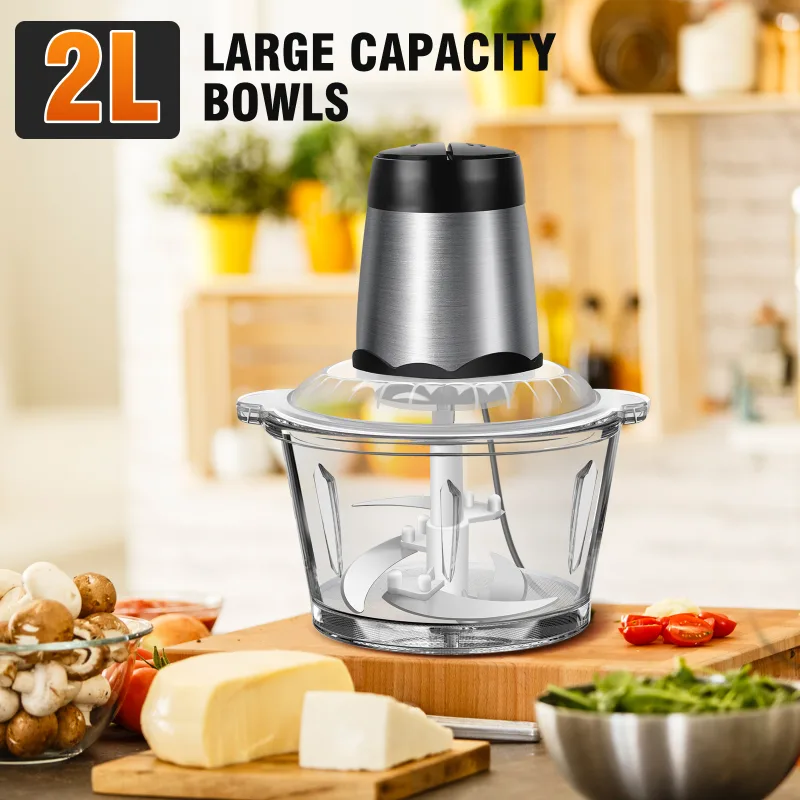 300W Electric Meat Grinder Mincer with 2 L Glass Container, 2 Speed, 4 Durable Blades, Easy to Use and Clean image 3
