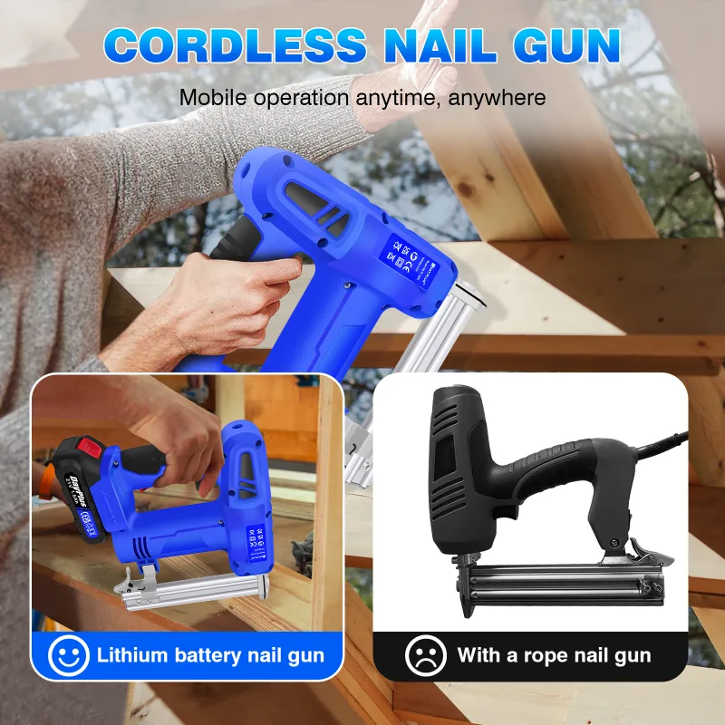 100W Cordless Staple Gun and Brad Nailer with 1 x 1.5AH Battery and Charger, High Speed: 80pcs/MIN, 500 Nails, 500 Stapl image 3