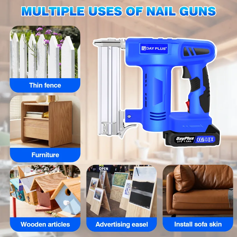 100W Cordless Staple Gun and Brad Nailer with 1 x 1.5AH Battery and Charger, High Speed: 80pcs/MIN, 500 Nails, 500 Stapl image 4