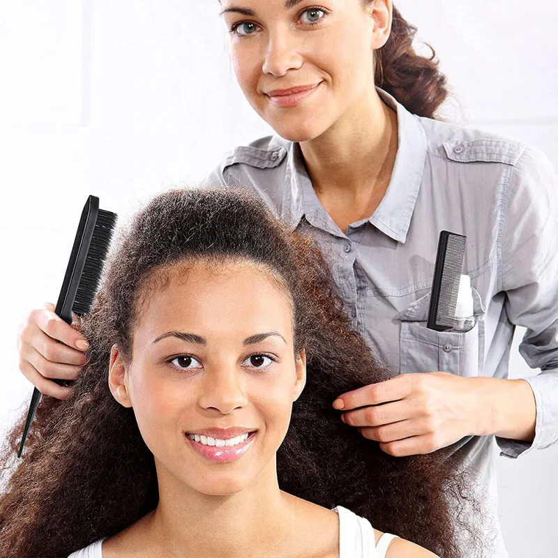 3Pcs Slick Brush Set Hair Brush Teasing Comb Edge Hair Brush Grooming image 5