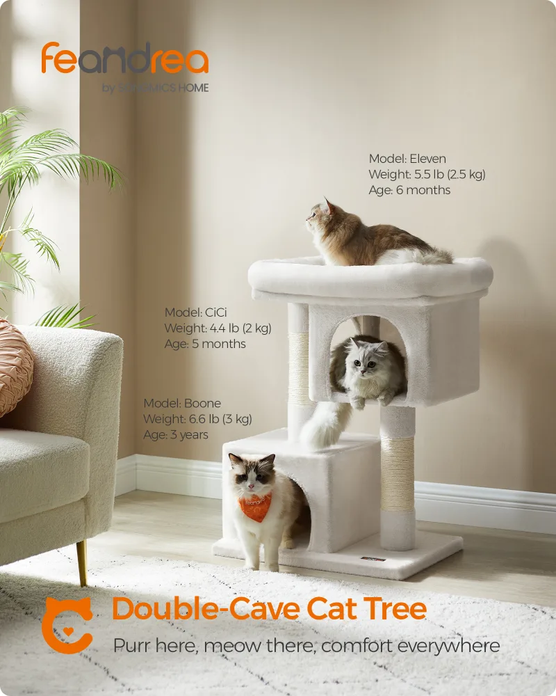 Feandrea 3-Tier Cat Tree Tower with Scratching Post image 1
