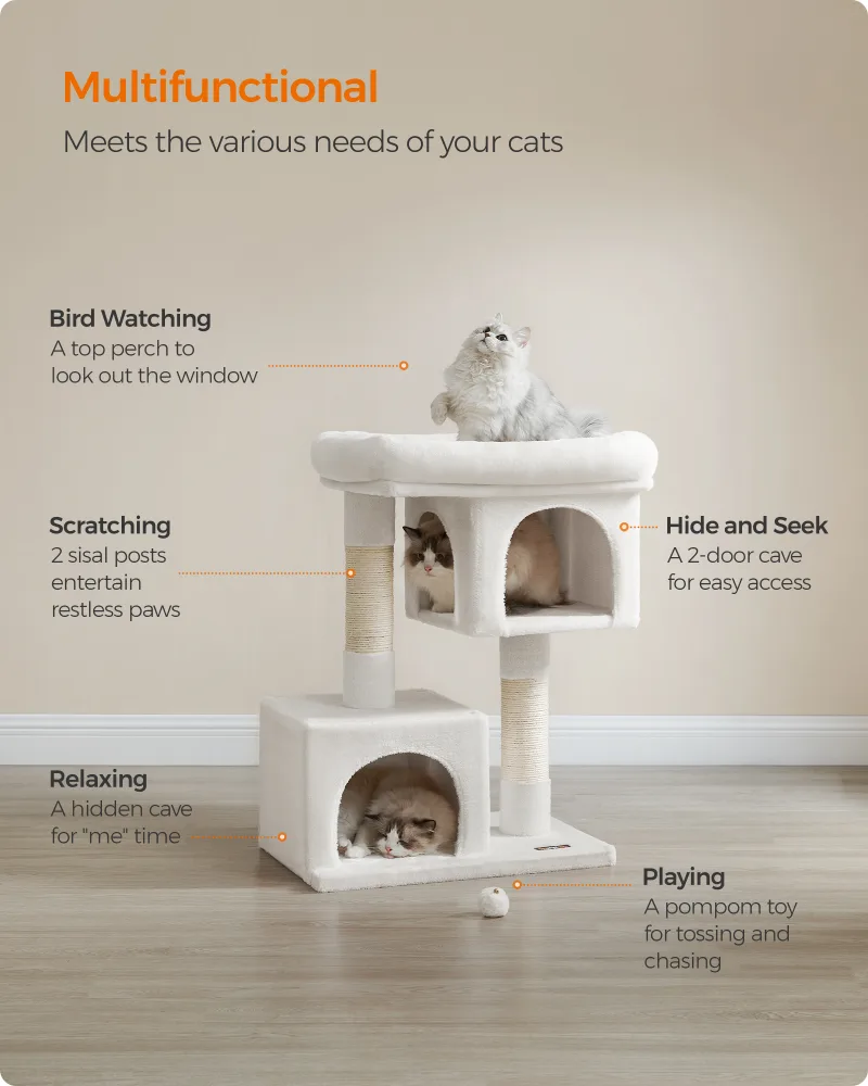 Feandrea 3-Tier Cat Tree Tower with Scratching Post image 4
