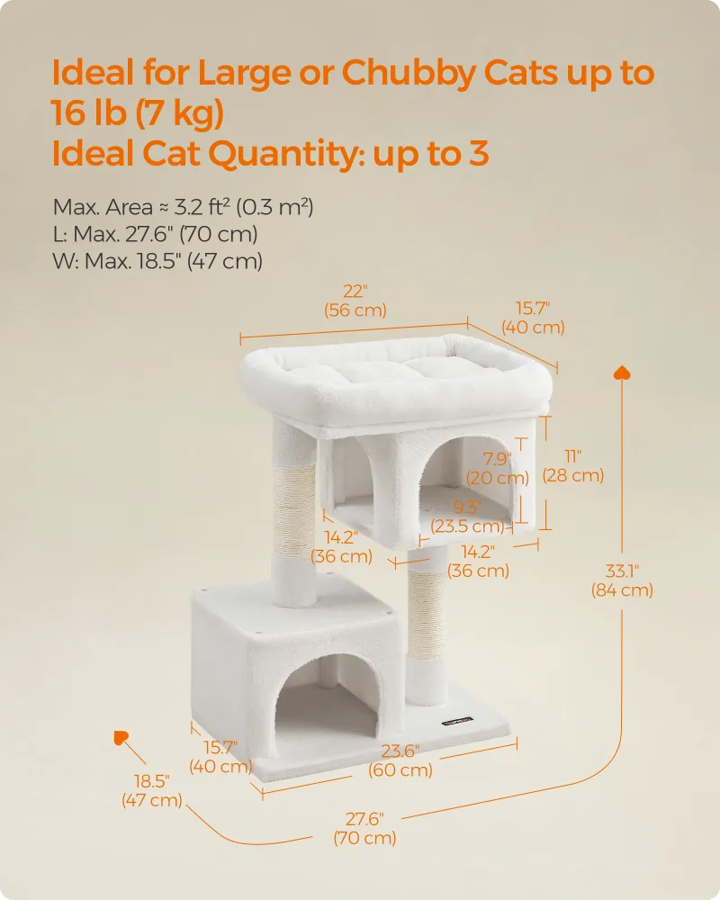 Feandrea 3-Tier Cat Tree Tower with Scratching Post image 5