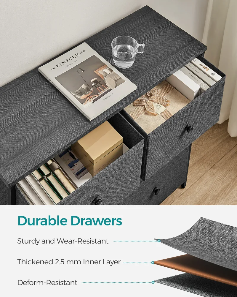 SONGMICS Chest of Drawers, 6 Fabric Drawers with Metal Frame, Storage Organiser Unit, Dresser, for Nursery, Bedroom, Hal image 4