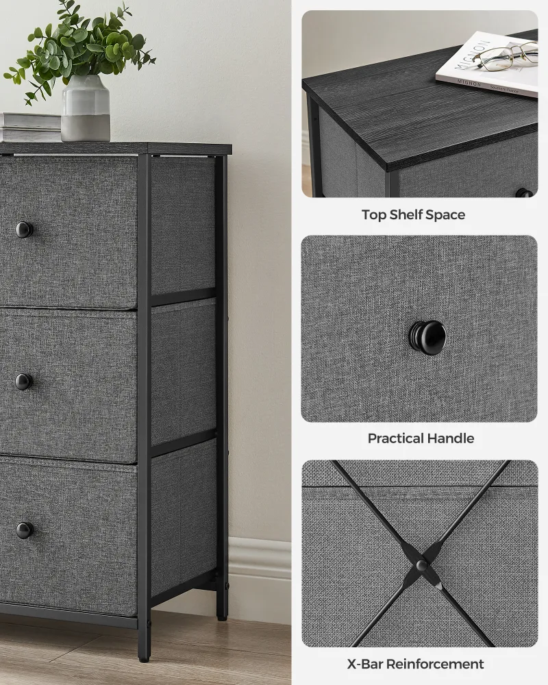 SONGMICS Chest of Drawers, 6 Fabric Drawers with Metal Frame, Storage Organiser Unit, Dresser, for Nursery, Bedroom, Hal image 5