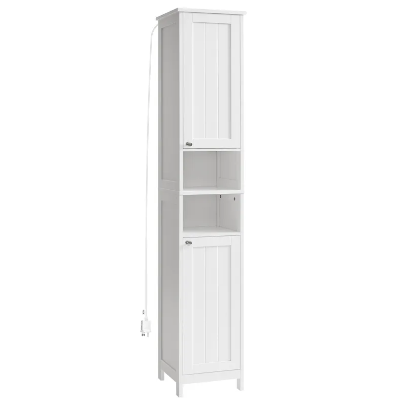 VASAGLE Tall Bathroom Cabinet with Lights, Freestanding Narrow Storage Unit with Adjustable Shelves, Open Compartments image 4