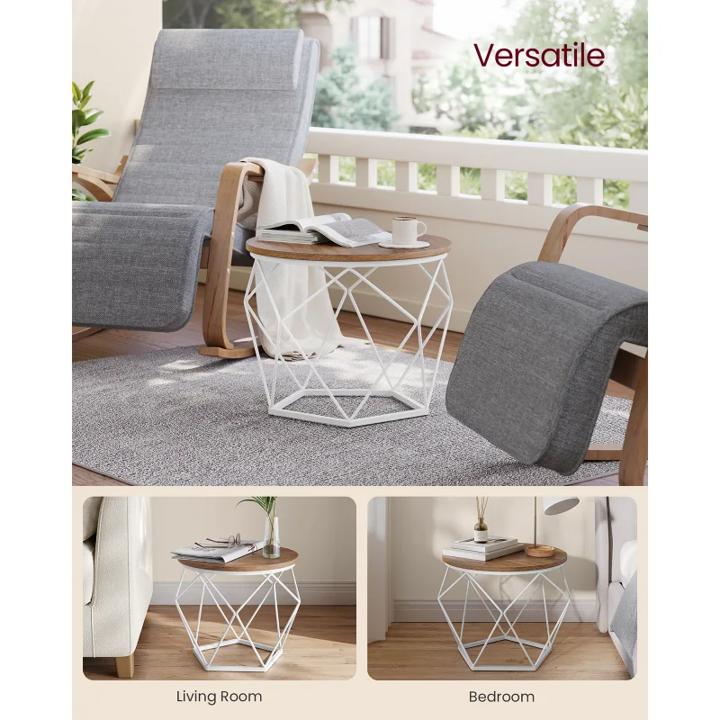 VASAGLE Round Coffee Table, Set of 2, Side Table, Sofa End, Modern Style, Removable Top, Steel Frame, for Living Room image 5