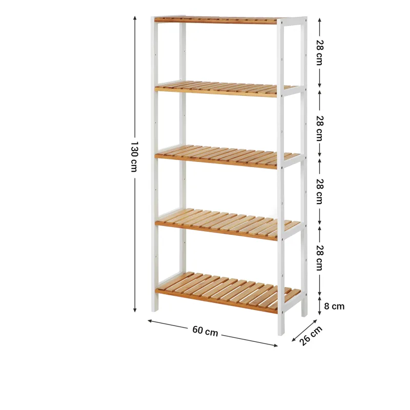 SONGMICS BCB35WN 5 Tier Bathroom Shelf with Bamboo Kitchen Stand, 9 Adjustable Heights, Multifunctional Display image 5