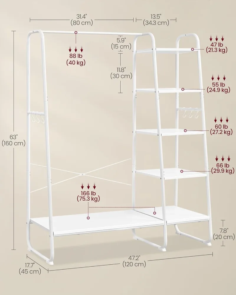 VASAGLE 5-Tier Clothes Rail image 3