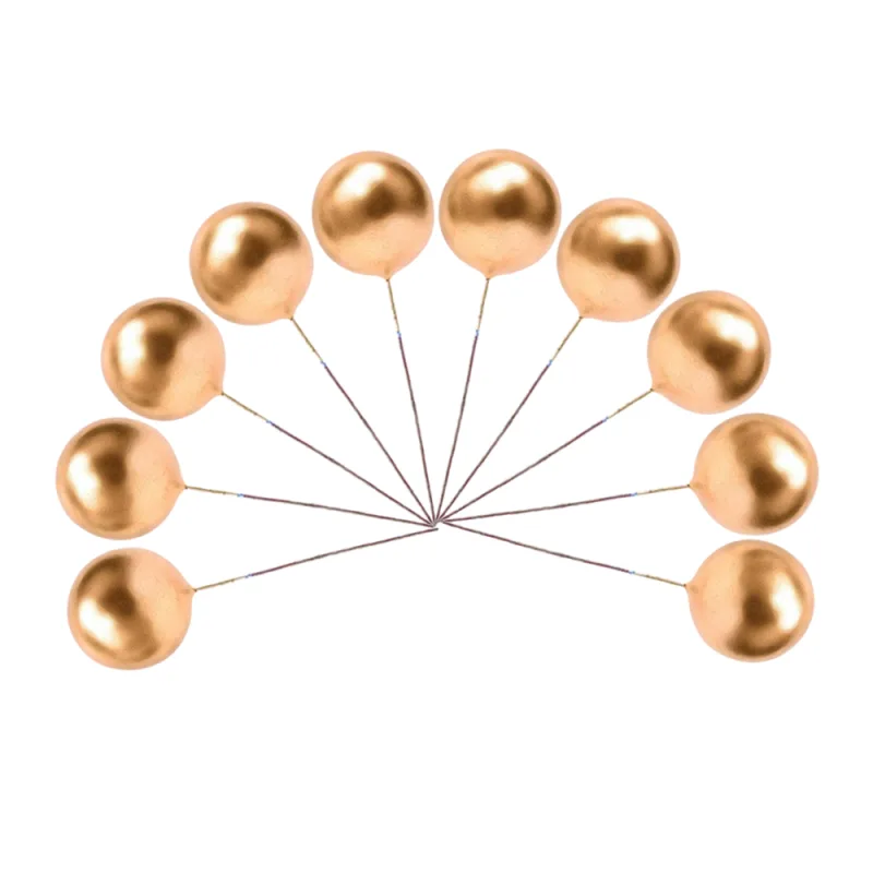 10x Golden Ball Cake Topper Birthday Party Cupcake Topper for Cake Decoration image 6