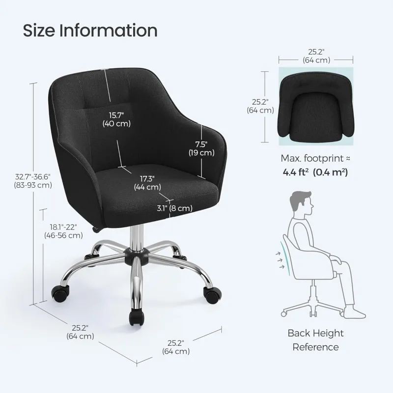 Songmics Swivel Chair, Linen Fabric image 2