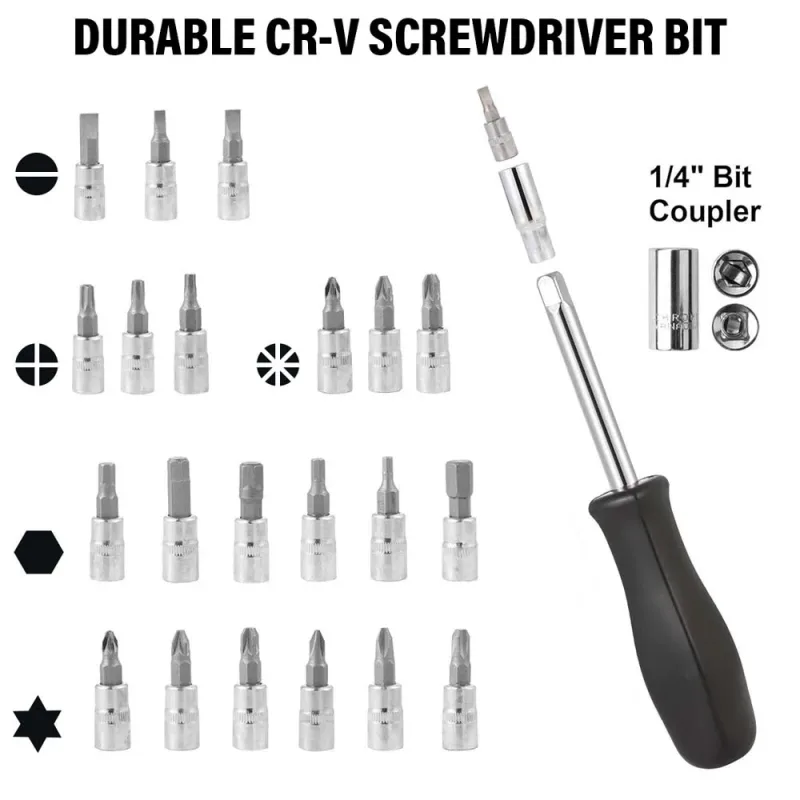 Car Repairing Tools 53Pcs/Set Flexible Socket Kit 1/4" Ratchet Wrench Drive Car Repairing Tools image 5
