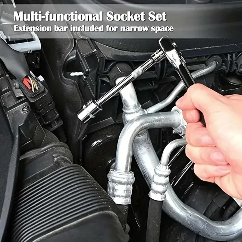 Car Repairing Tools 53Pcs/Set Flexible Socket Kit 1/4" Ratchet Wrench Drive Car Repairing Tools image 6