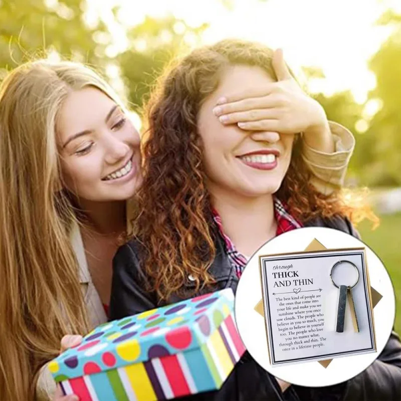 Through Thick And Thin Keychain - Best Friend Gifts Friendship Keychain Keying image 2