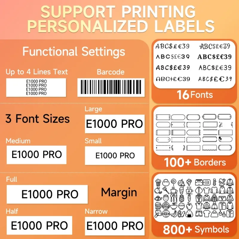 Phomemo E1000 PRO Label Printer Portable Label Maker Tape Keyboard Symbols Industrial TZe231 Printer Work with Heat Shri image 5