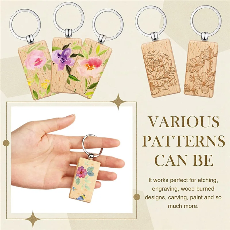 50x Unfinished Wood Key Tags for DIY Crafts image 2