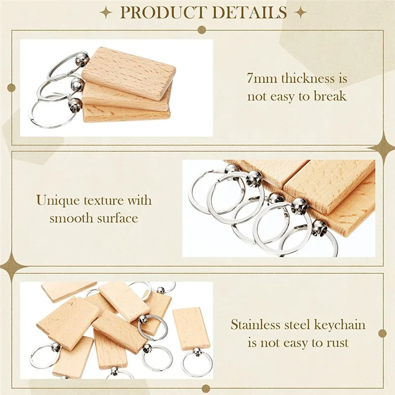 50x Unfinished Wood Key Tags for DIY Crafts image 3