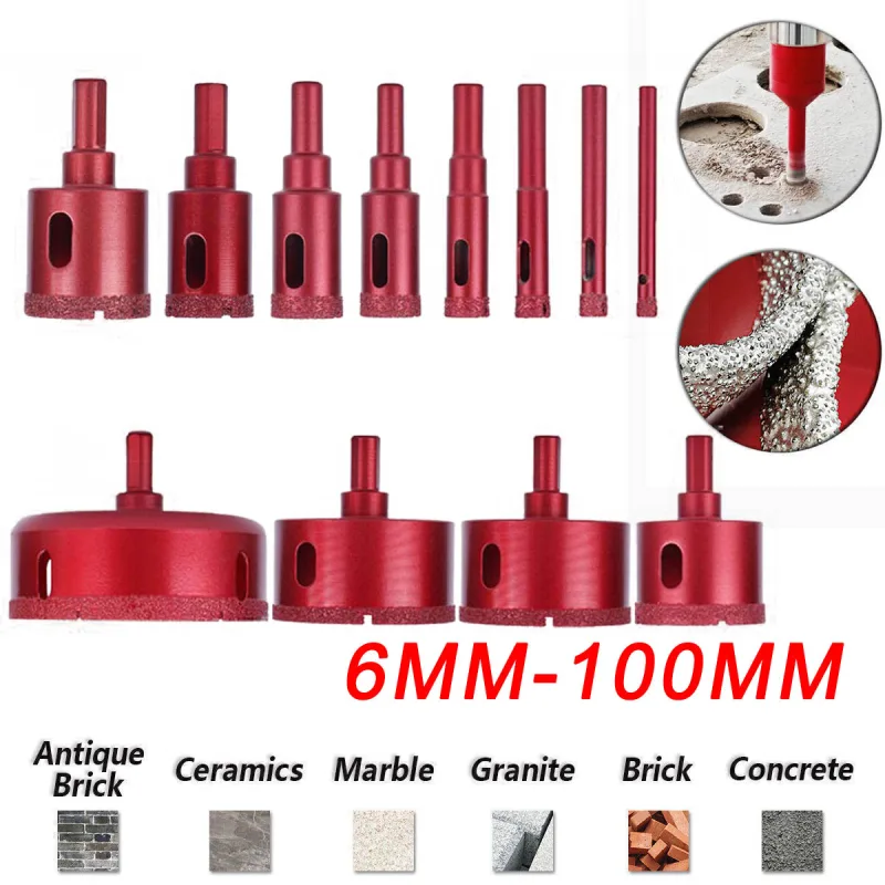 6mm - 100mm Diamond Drill Bit, Tile Hole Cutter Brazed Core Hole Saws, For Drilling Marble,Concrete,Granite,Porcelain,Dr image 1