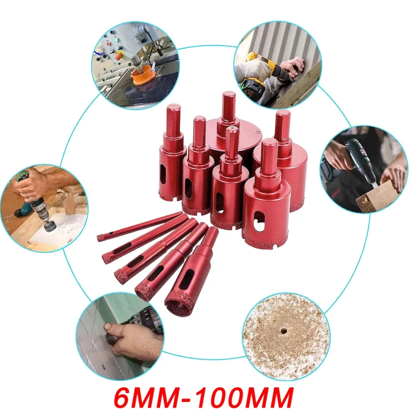 6mm - 100mm Diamond Drill Bit, Tile Hole Cutter Brazed Core Hole Saws, For Drilling Marble,Concrete,Granite,Porcelain,Dr image 2