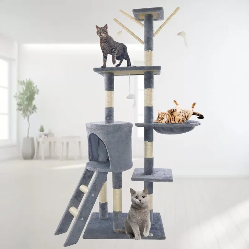 DayPlus Cat Tree Cat Tower Cat Scratching Post for Indoor/Outdoor Cats, Cat Activity Centre 140cm Cat Climbing Frame Tre image 1